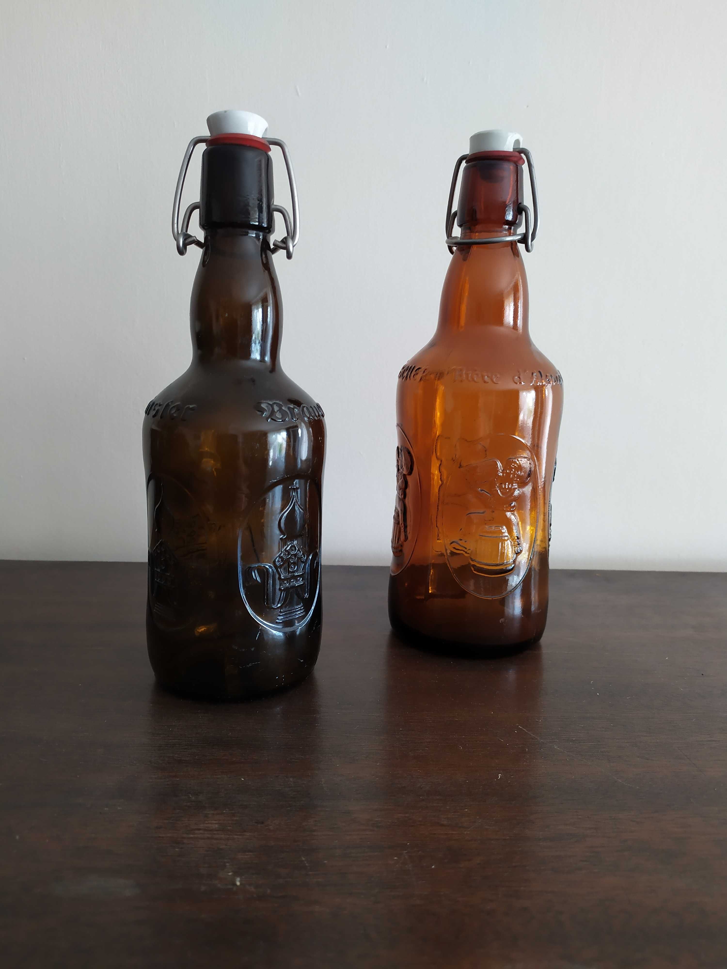 Dwie stare butelki z porcelankami z Niemiec BRAUER Fischer