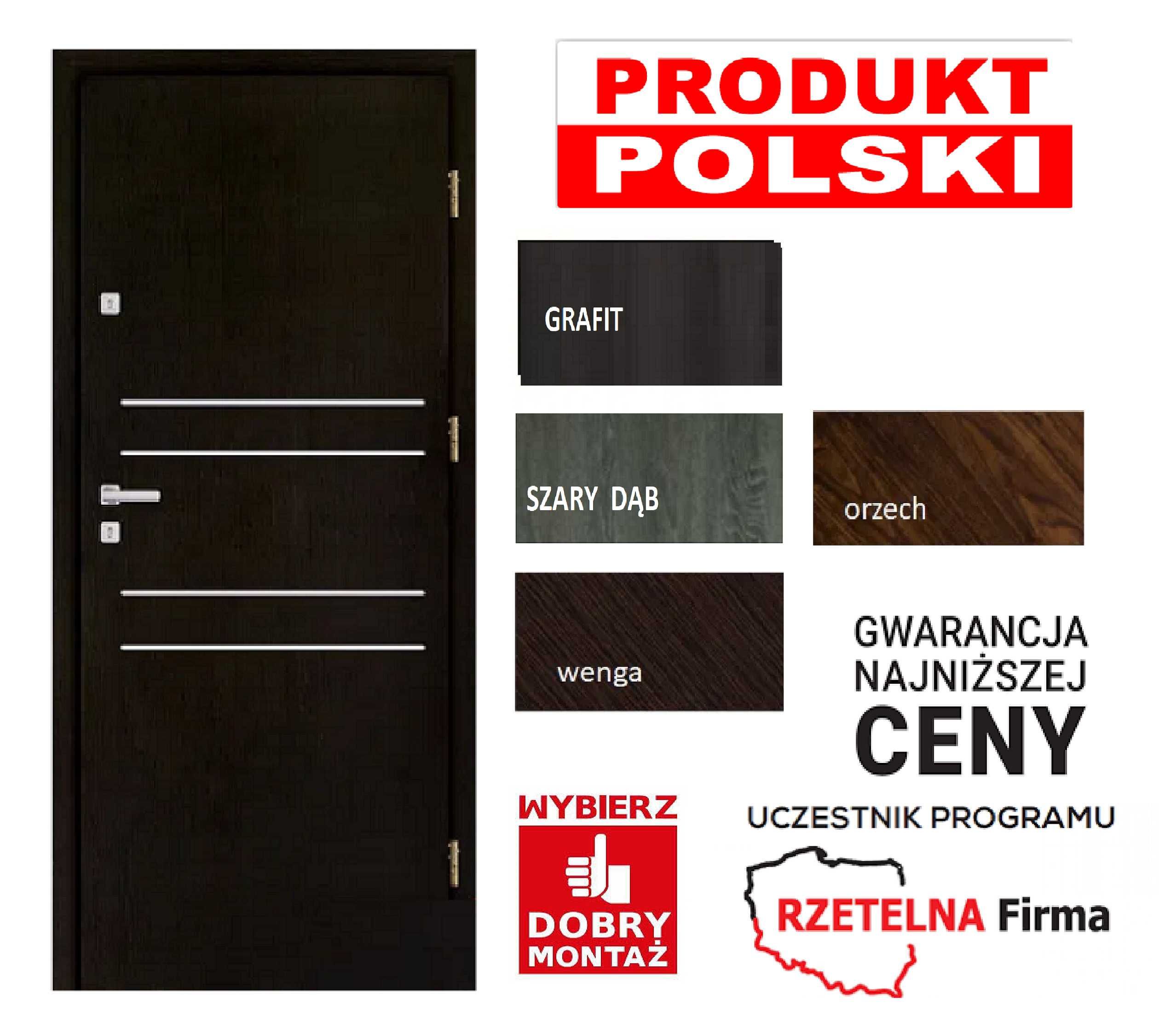 Drzwi z montażem w zestawie ZEWNĘTRZNE wejściowe akustyczne