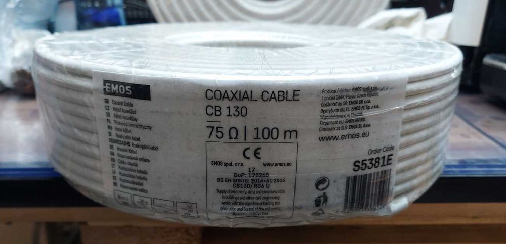 Przewód koncentryczny RG6U 100m