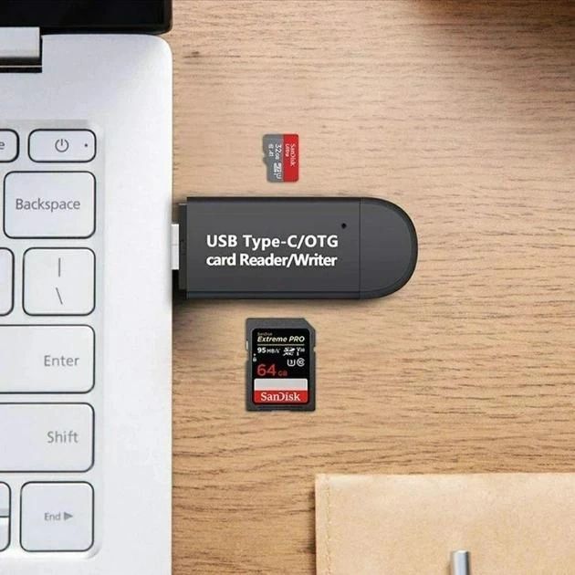 Кардрідер Iahead 3 в 1 TF / SD, USB 2.0,OTG lightning - Type C