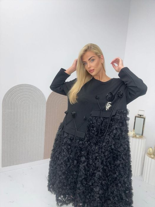 Sukienka Paparazzi Fashion czarna kwiaty rozmiar uni
