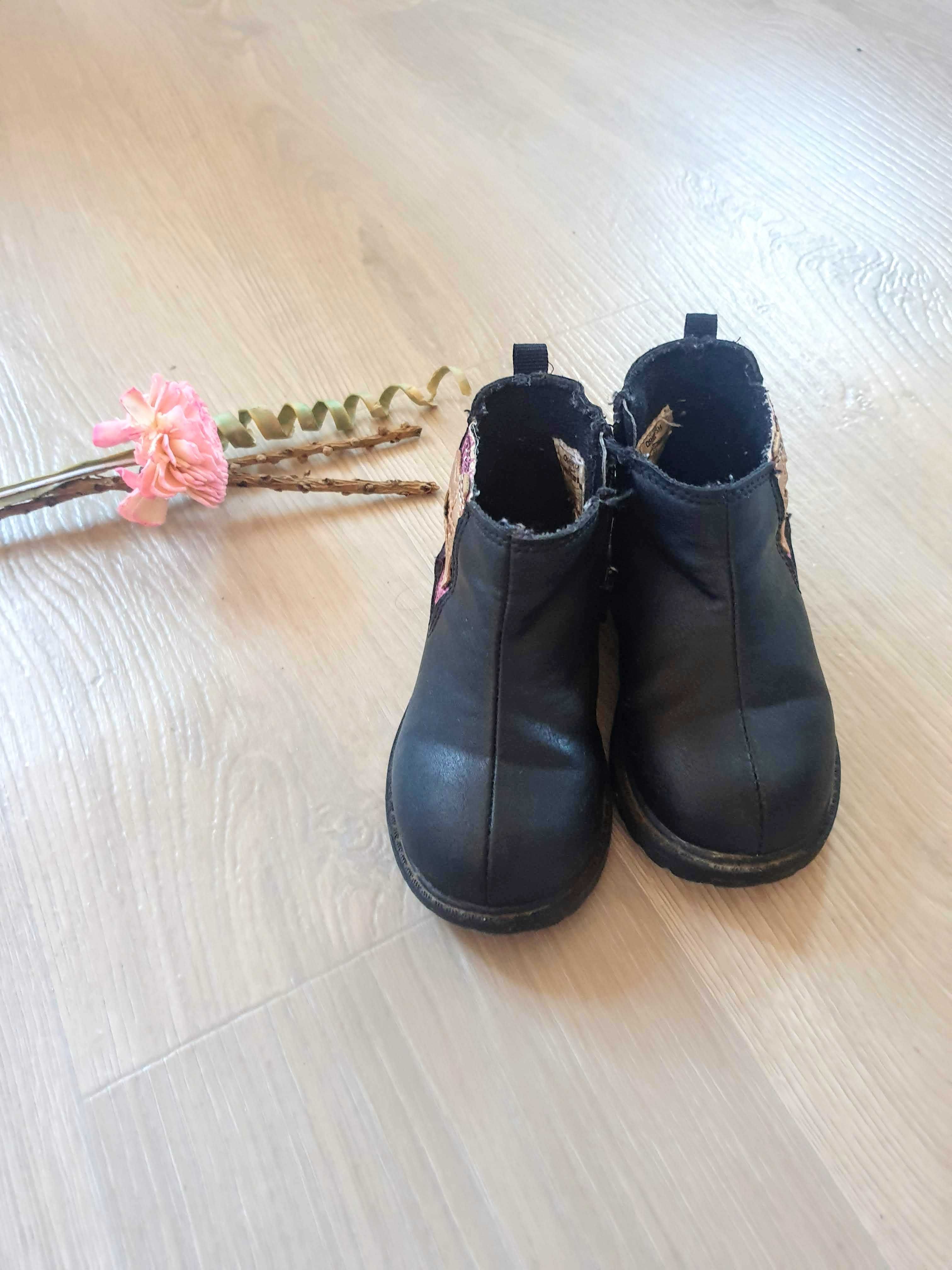 buty botki dla dziewczynki czarne oshkosh 6 22 2-3 lata