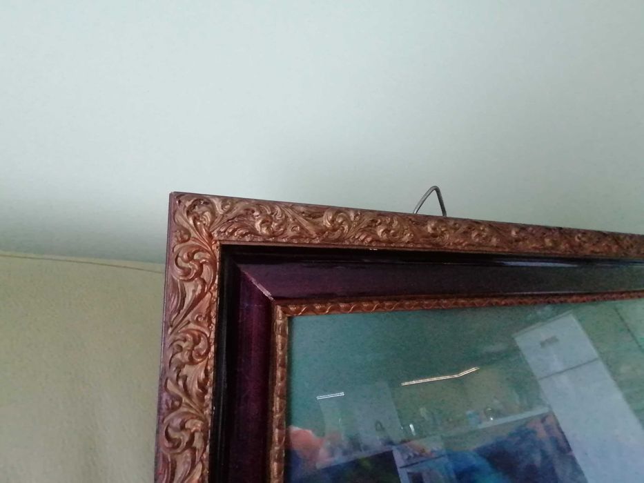 Stary duży obraz olejny w ramie