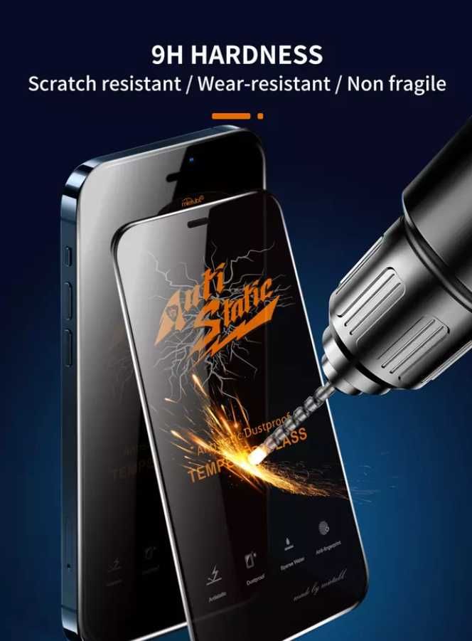 Захисне скло антистатичне Iphone  12 13 14 + Pro Max опт