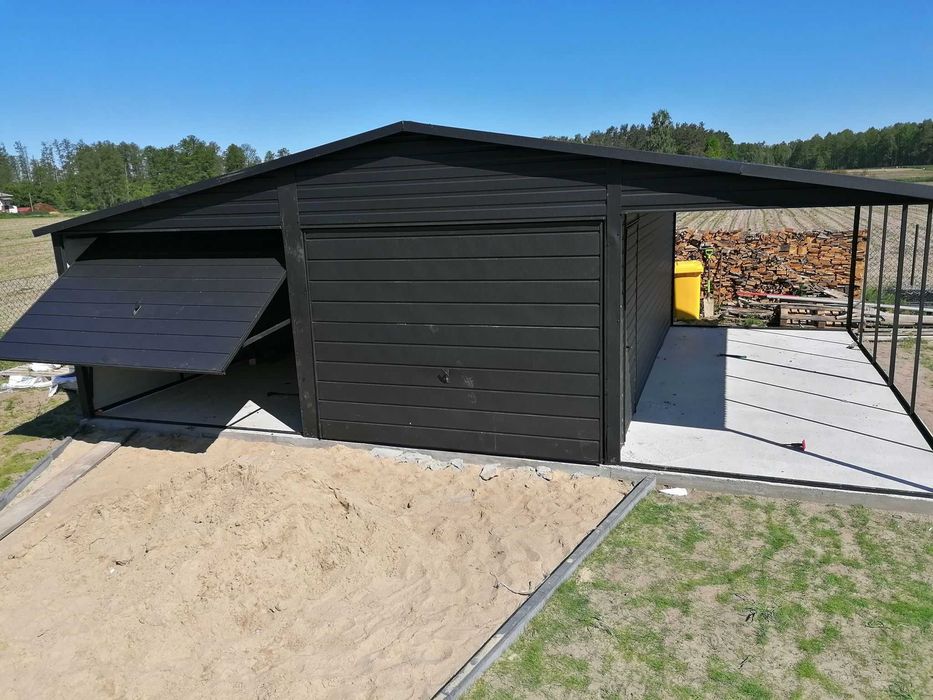 Garaż blaszany, wiata, blaszak 6x5,5 Grafit, Antracyt, poziom PROMOCJA