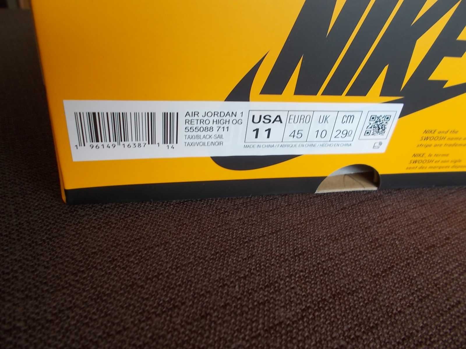 (r. 45- 29 cm) Nike Jordan 1 Retro High OG Yellow Toe TAXI 555088,-711