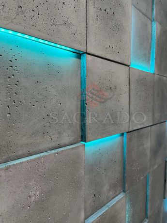 Гипсовые 3д панели под бетон с Led подсветкой, декоративные лэд панели