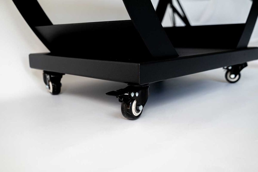 Nowoczesny stolik barowy z aluminium mobilny na kółkach, kolor RAL