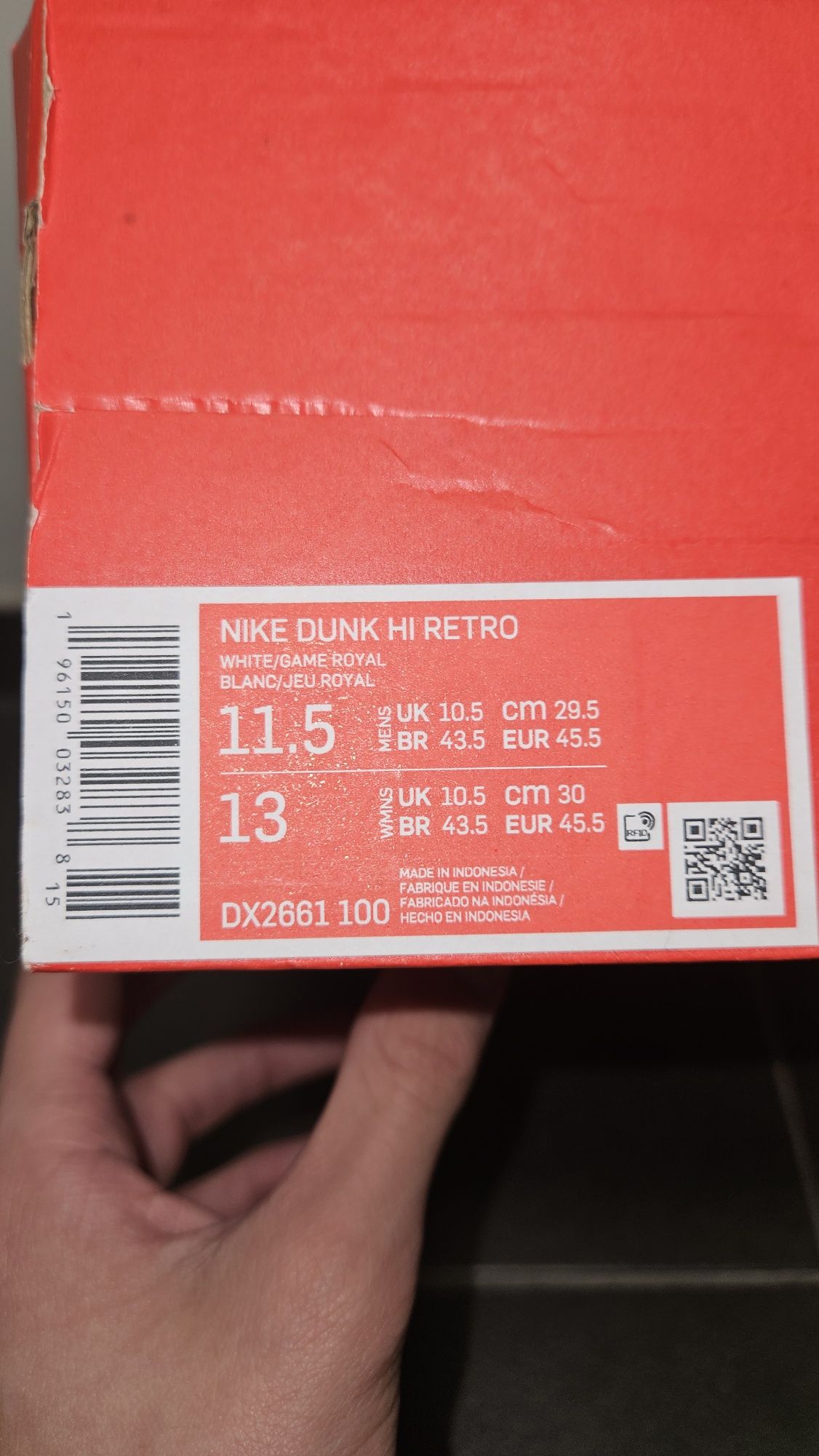 Продам Nike dunk hi retro 45.5