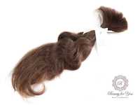 Włosy dziewicze w kitce falowane średni brąz 40-43 cm 77g