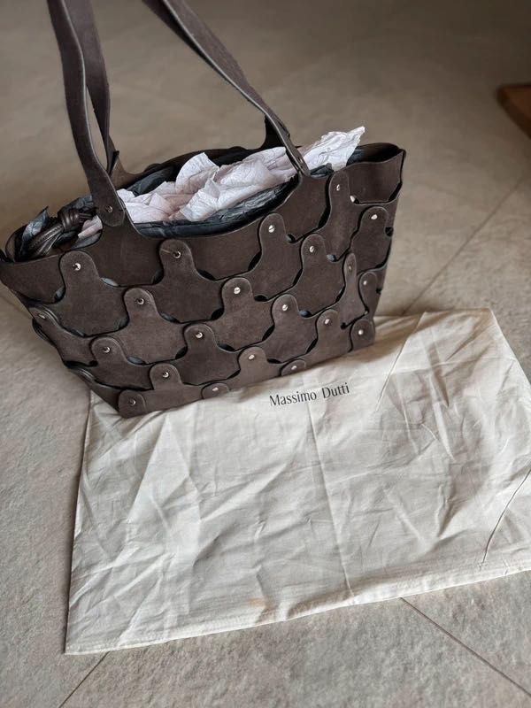 Czekoladowa torebka Massimo Dutti nowa zamsz