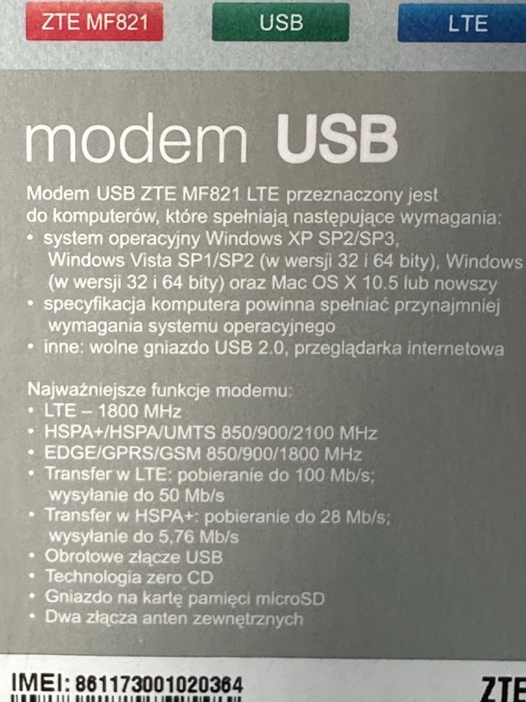Modem router USB ZTE MF 821 LTE
