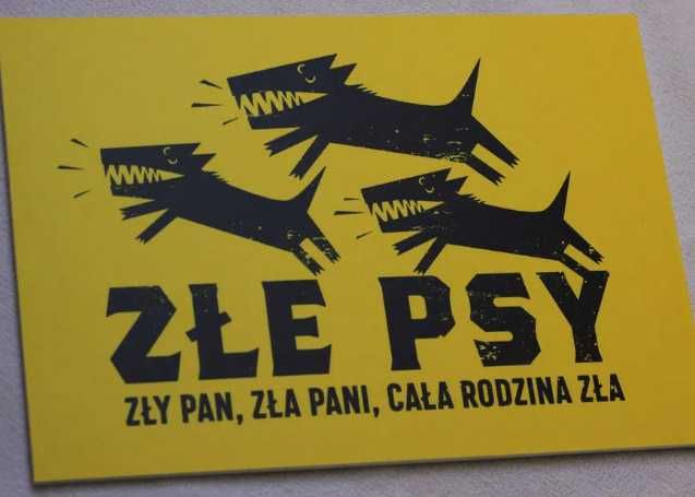 Tabliczka ZŁE PSY na PCV, różna ilość psów, 2 sztuki