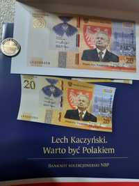 BANKNOT 20zł Lech Kaczyński.  +folder + 2x 5zł GRATIS KSIĄŻ i MOSZNA