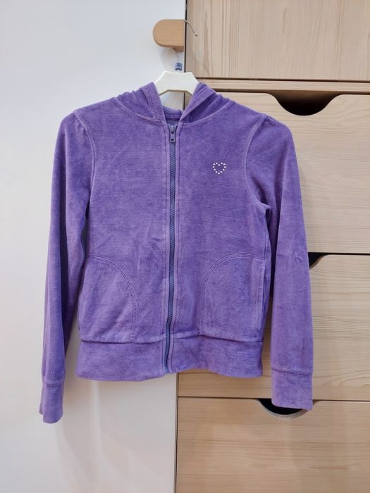 Bluza dresowa 140 zapinana na zamek z kapturem kangurek dziewczęca