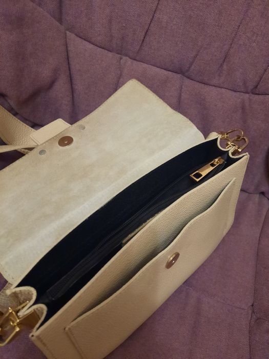 Сумка кросбоди шкіра бежевая