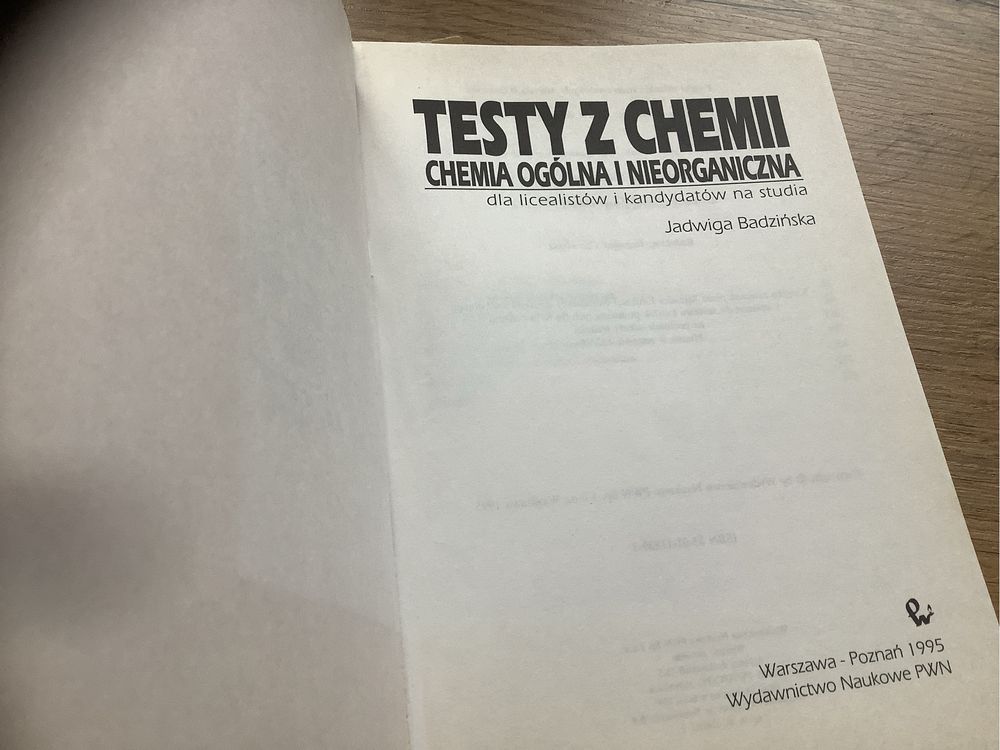 Testy z chemii badzinska chemia ogolna i nieorganiczna