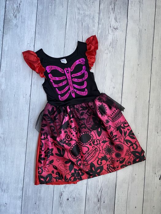 Платье скелет принцессы на Хеллоуин на 5-6 лет(рост 110-116)