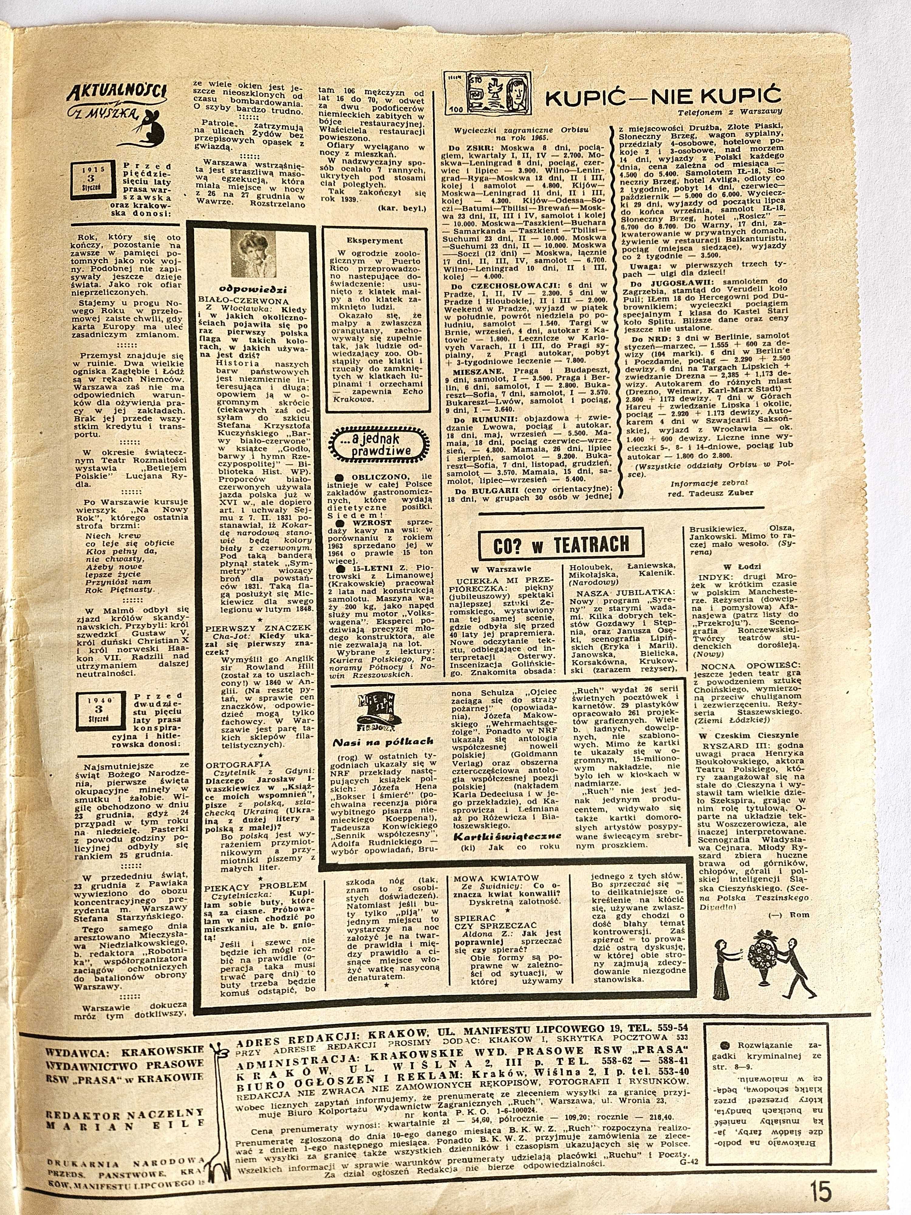 Przekrój 1030 / styczeń 1965