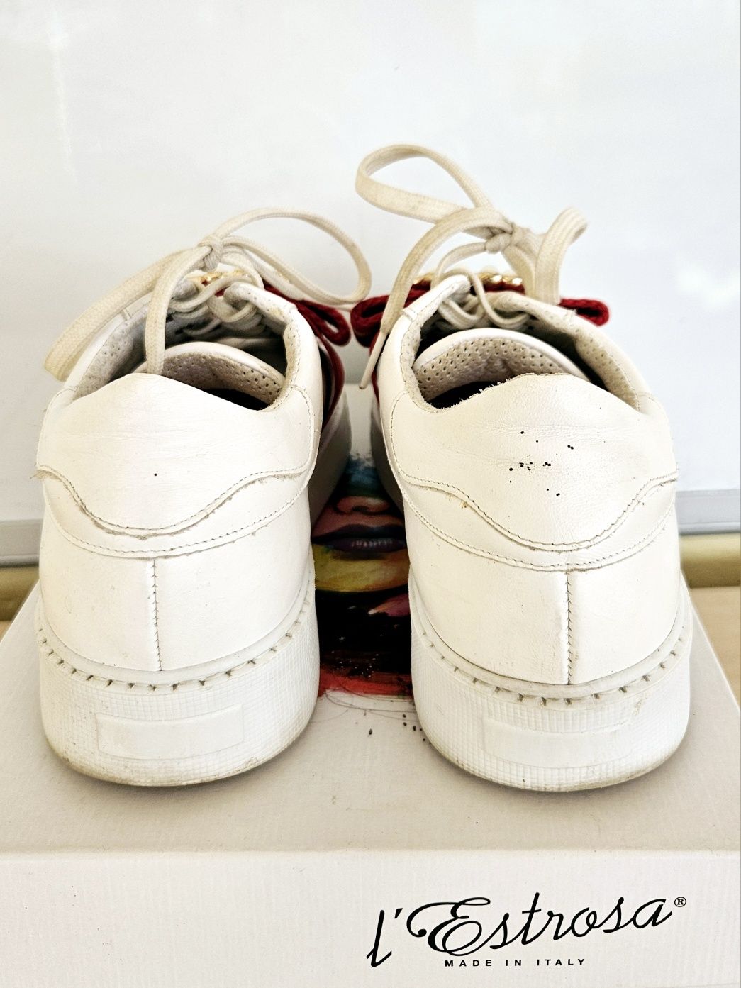 Białe sneakersy L'Estrosa skóra włoska