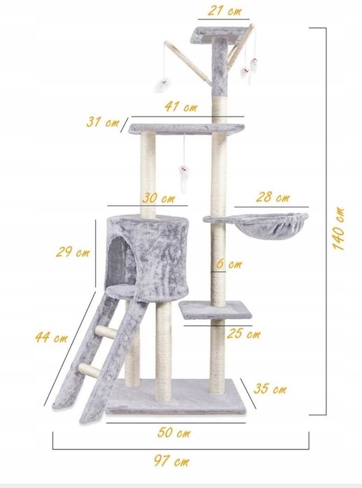 Drapak wysoki Pet Hobby 140 cm szary