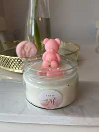 Babyshower prezent handmade świeca sojowa świeczka wosk sojowy girl