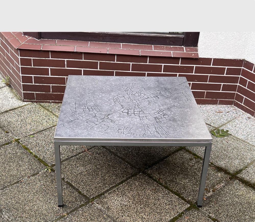 Lilienthal Heinz unikalny stolik kawowy trawione aluminium