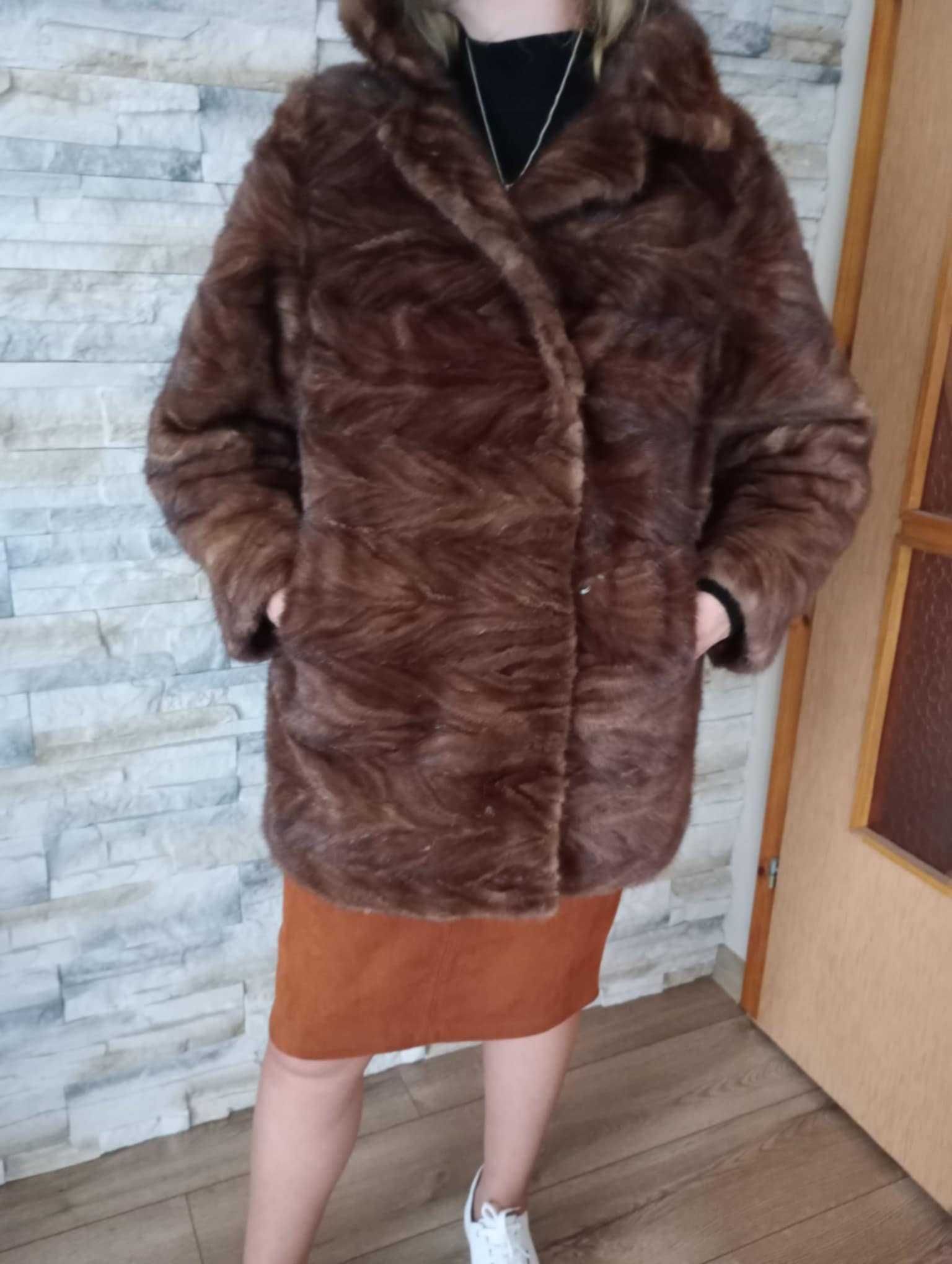 Ciepłe i piękne naturalne futro z norek w SUPER cenie R42/44