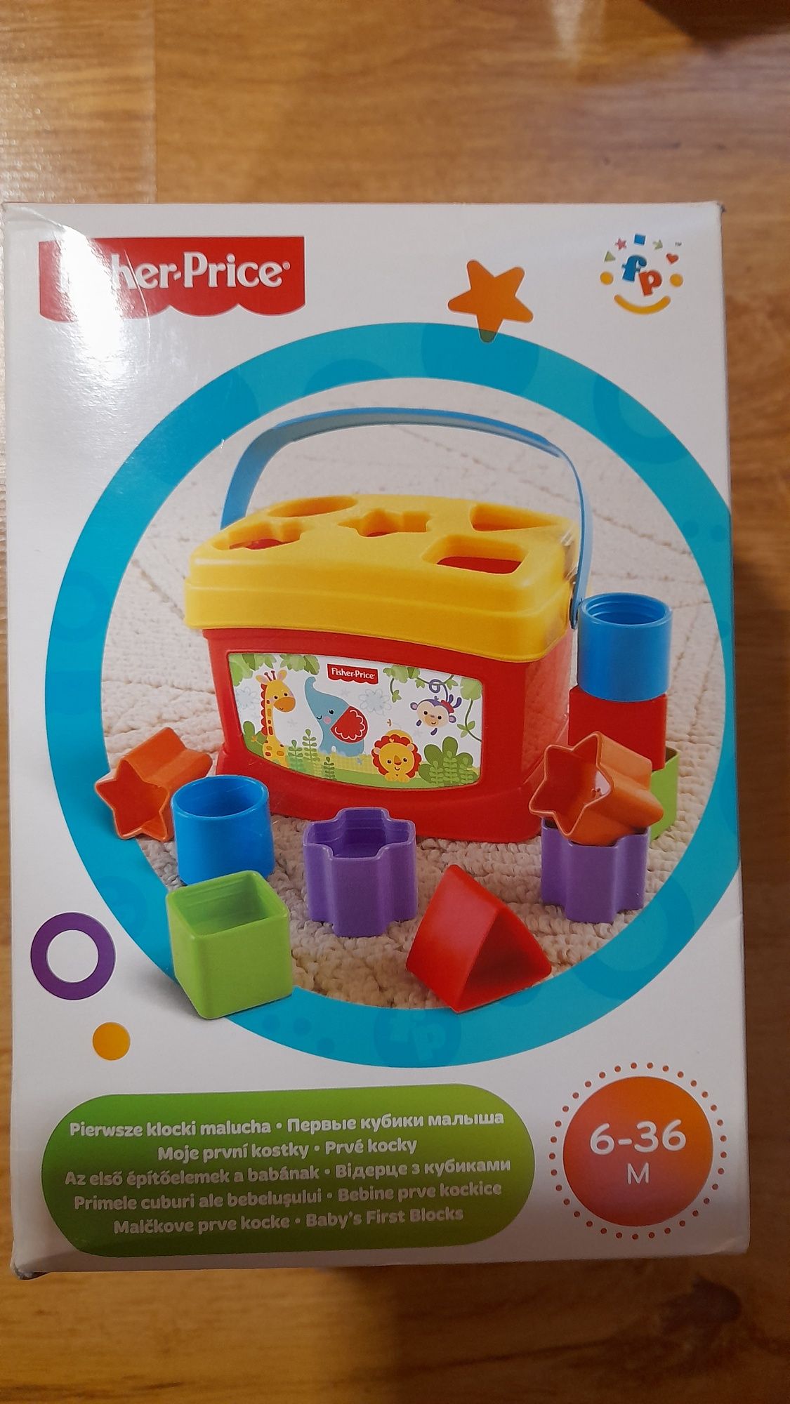 Fisher price pierwsze klocki malucha sorter wiaderko nowe 6-36 miesięc