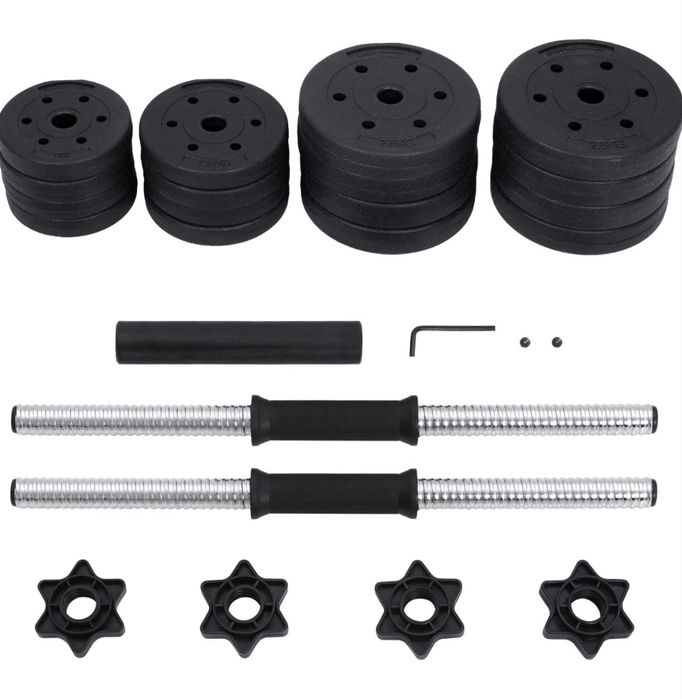 Zestaw hantli z łączeniem rury stalowej sztanga 30 kg