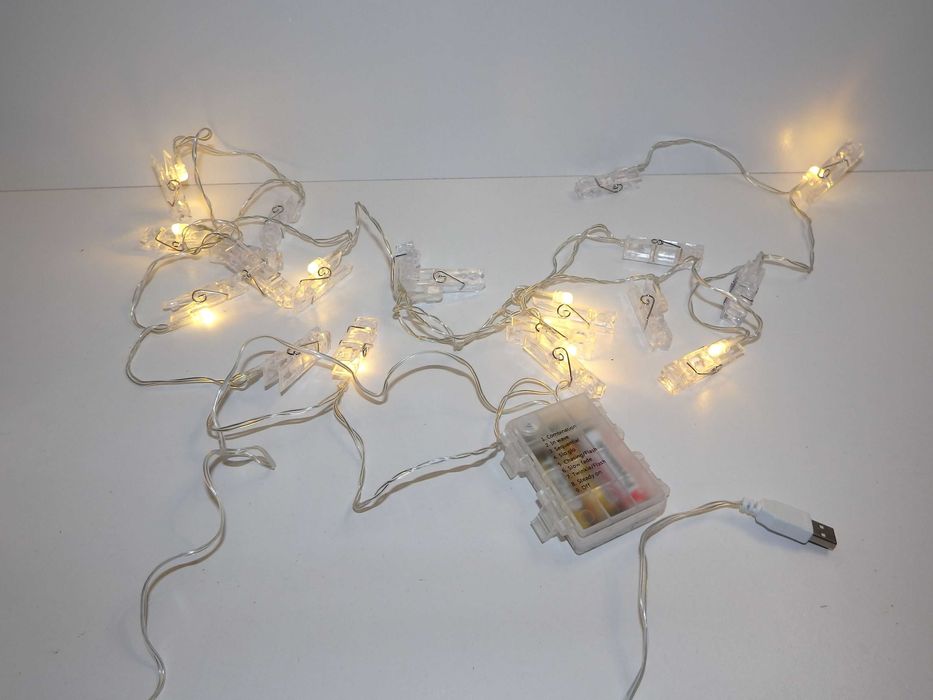 dekoracja girlanda z klamerek led 3m