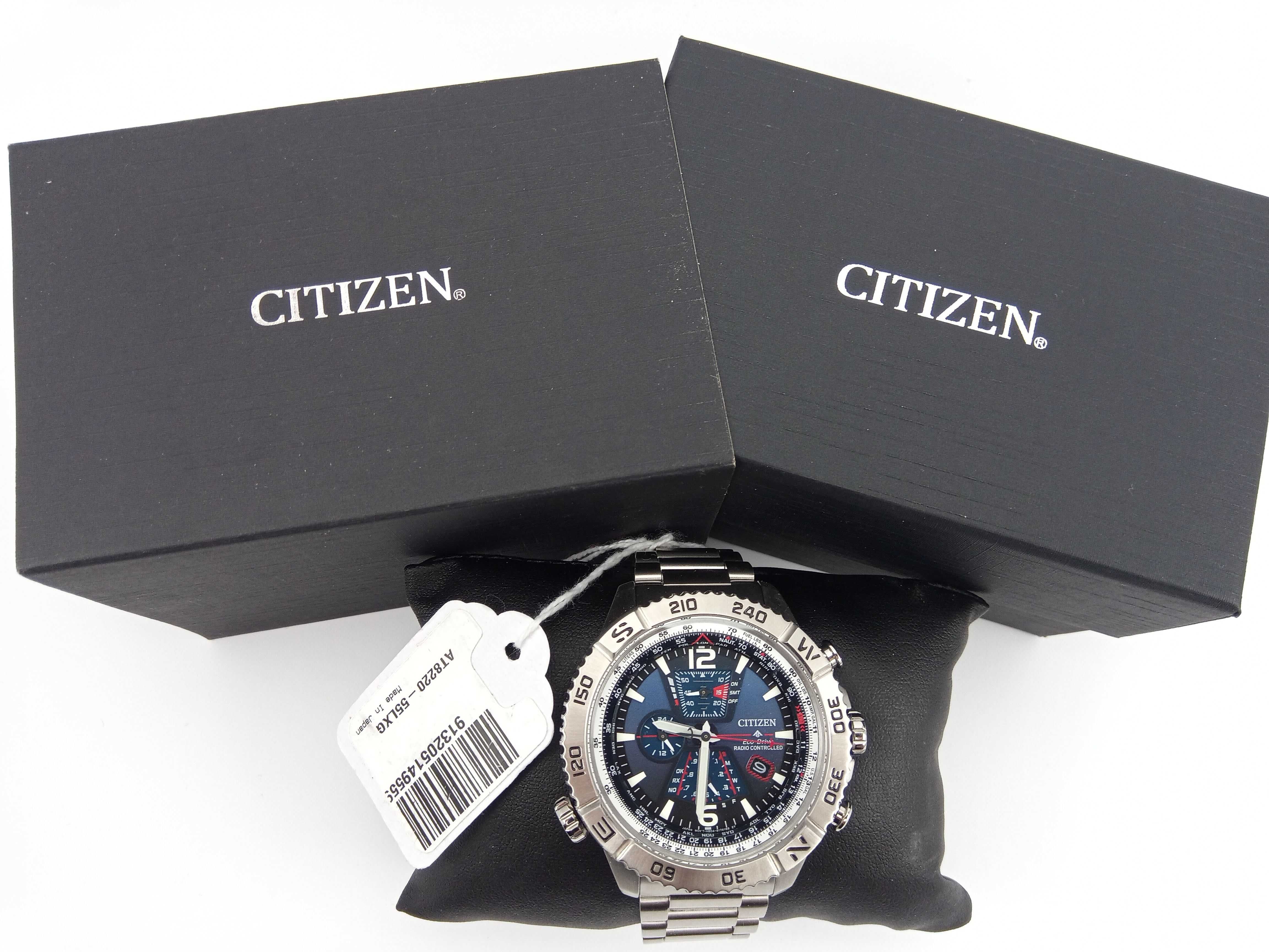 Часы Citizen Navihawk AT8220-55L радиоконтроль вечник сапфир хронограф