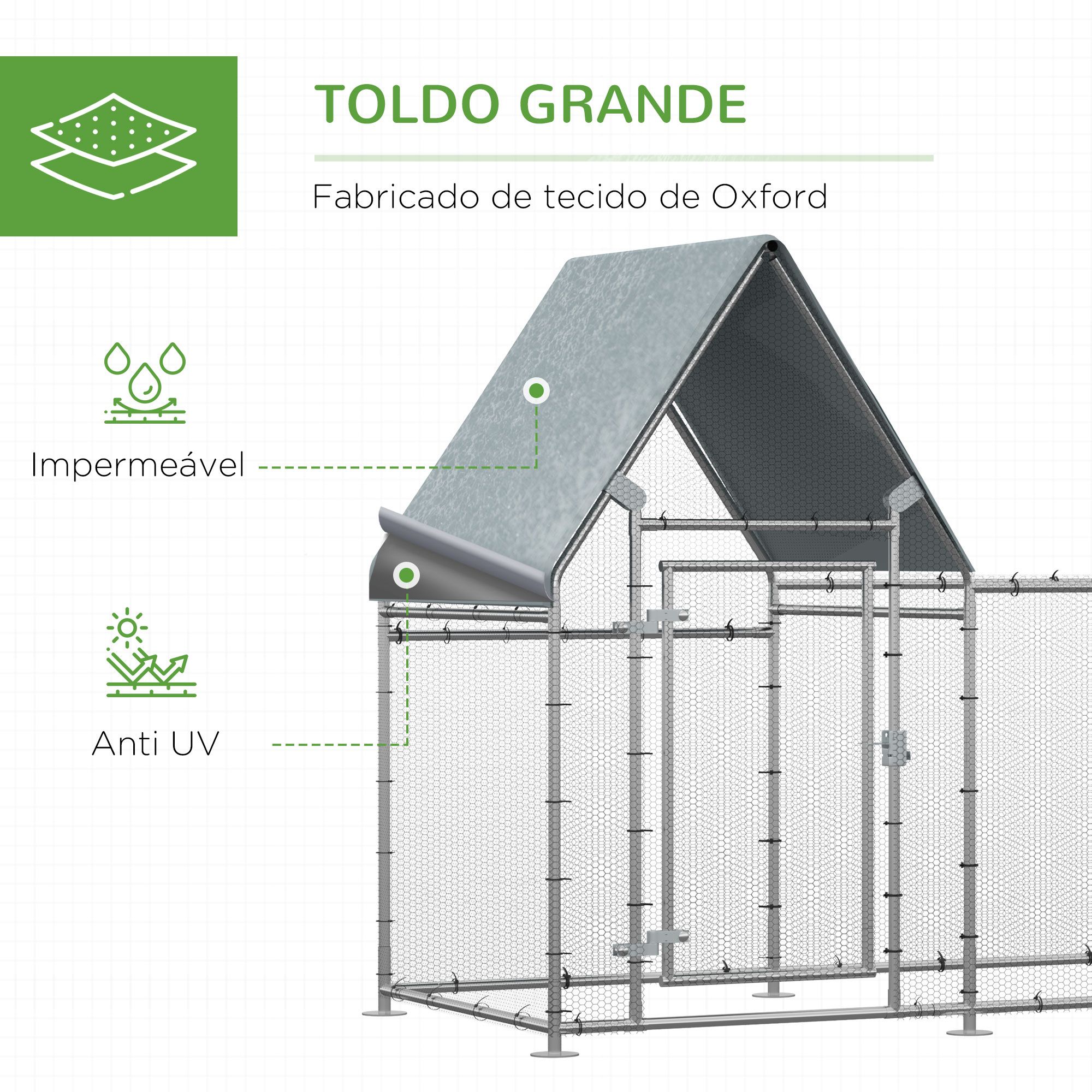 Galinheiro de Exterior Grande 200x105x172cm