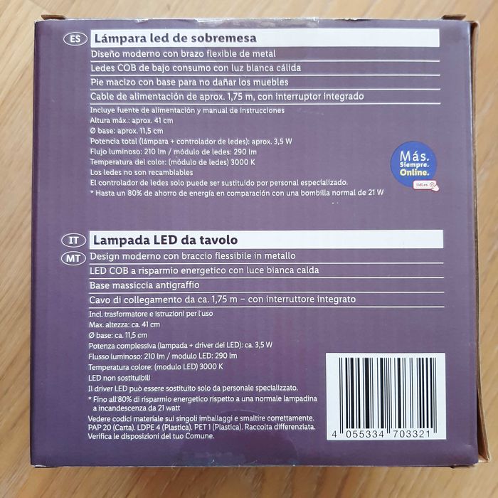 NOVO Candeeiro LED de Mesa Preto