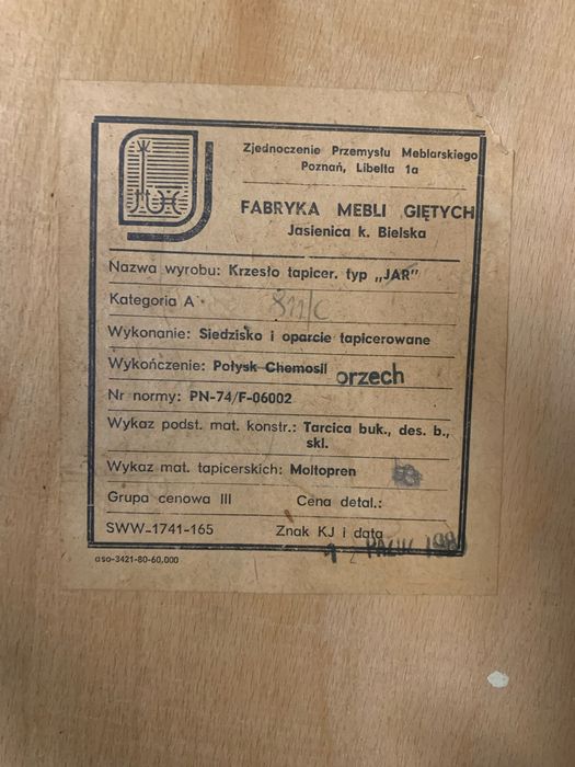 Krzesła tapicerowane + rattan, typ JAR, Jasienica