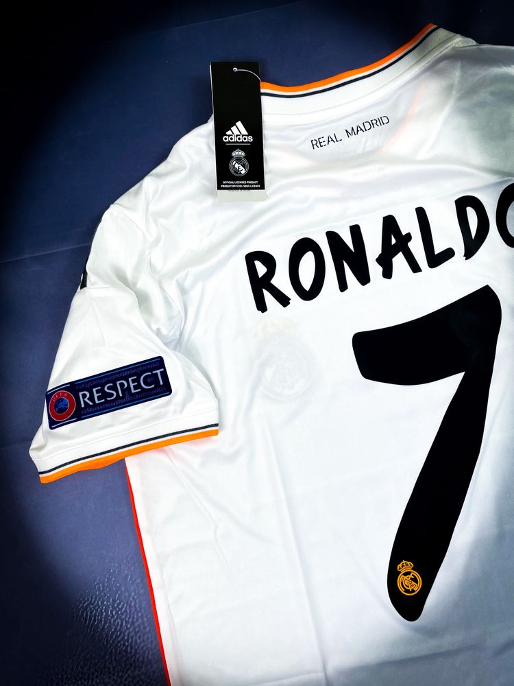 Original! Cristiano Ronaldo Real Madrid Adidas Biała Vintage T-shirt M
