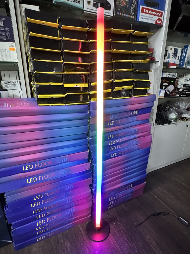 Лампа підлогова кутова торшерна smart rgb кольорова з пультом 120 см