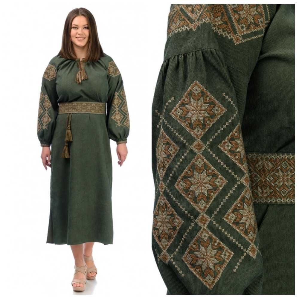 Жіноча вишукана сукня-вишиванка (мікровельвет), розміри: S - 3XL.