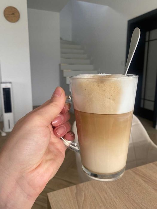Nowe Szklanki Do Kawy Latte + łyżeczki Zestaw Szklanek Na Kawę X6