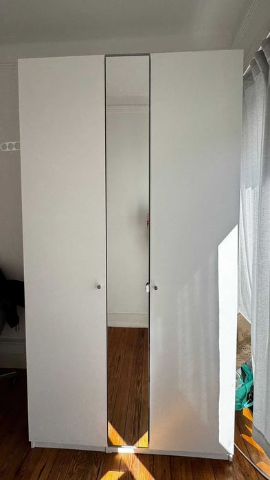 Roupeiro armário modular PAX branco com porta espelho 125cm largura