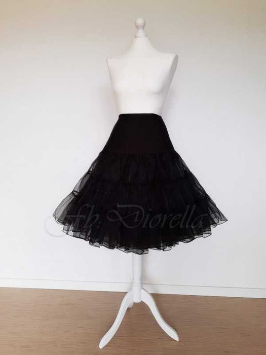 Halka do sukienki pin up czarna tiulowa długa midi za kolano gothic SM
