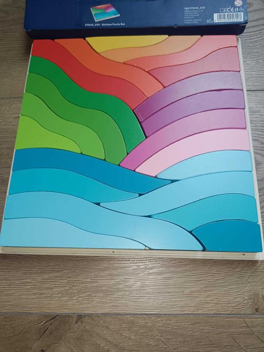 Drewniana tęcza w ramce do układania Montessori NOWA