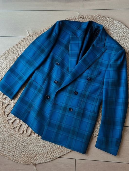 Luksusowa Bielenia Bespoke Marynarka Wełniana Krata Tartan Unisex/Over