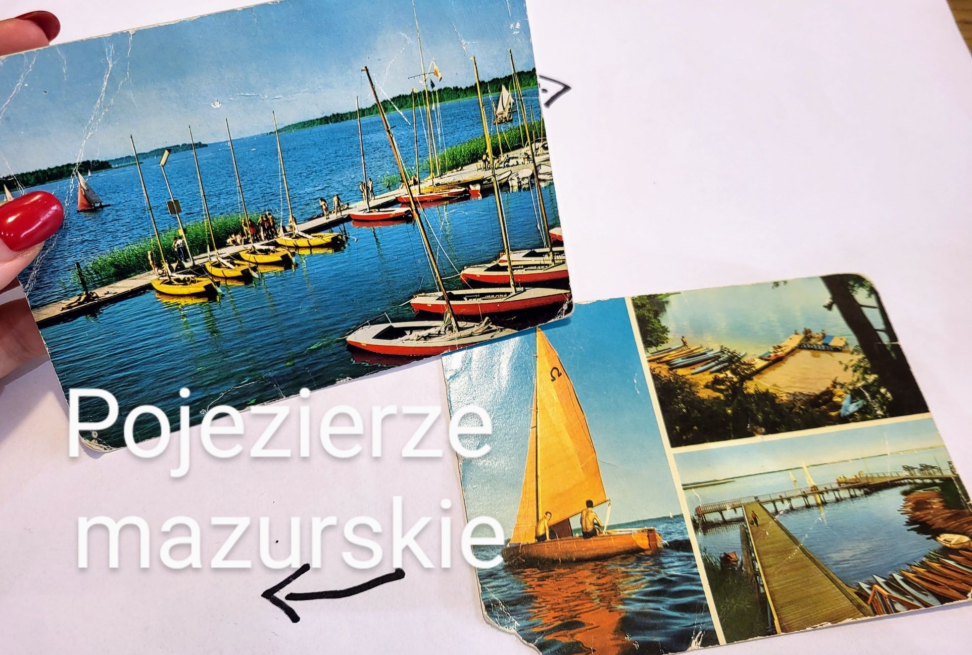2 pocztówki pojezierze mazurskie żagle z PRL