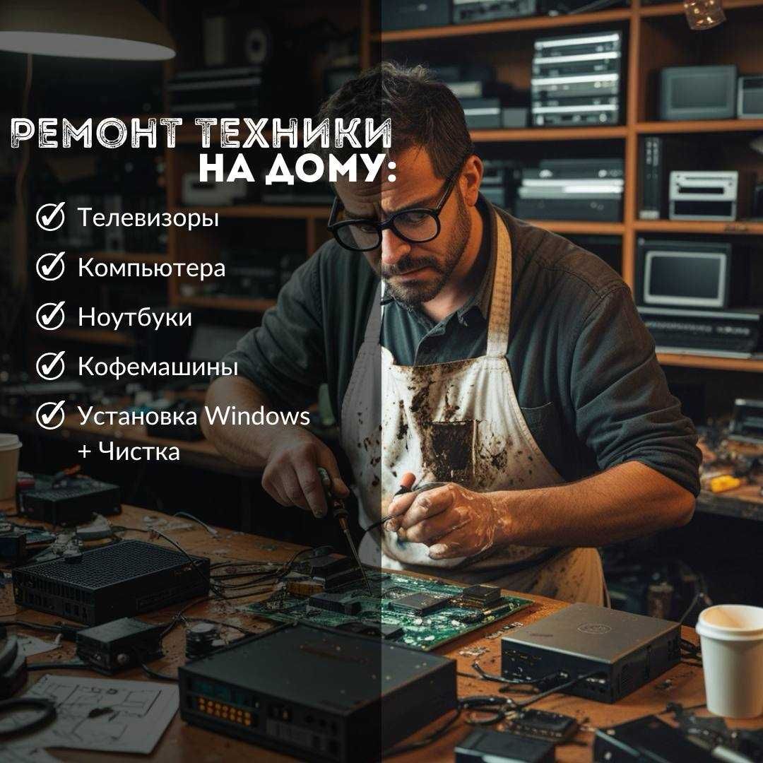Ремонт телевизоров, компьютеров, кофемашин, принтеров.