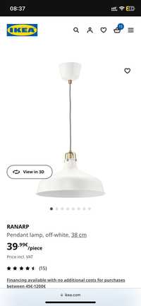 2 IKEA Ranarp pendant white lights