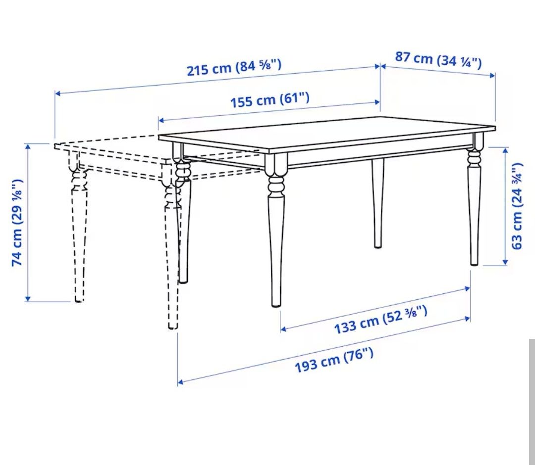 Ingatorp Stół rozkładany, biały, 155/215x87 cm
Stół rozkładany, biały,