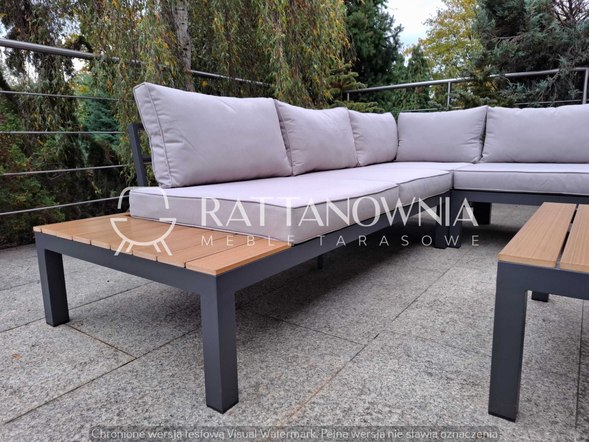 Narożnik Ogrodowy Aluminiowy Meble Ogrodowe Aluminiowe Zestaw na Taras