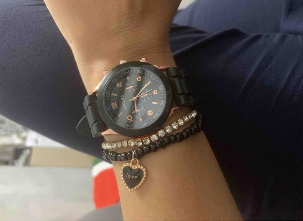 Conjunto de relogio + pulseira dupla