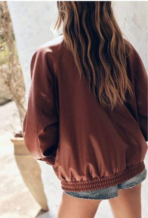 Kurtka ze sztucznej skory oversize zara S